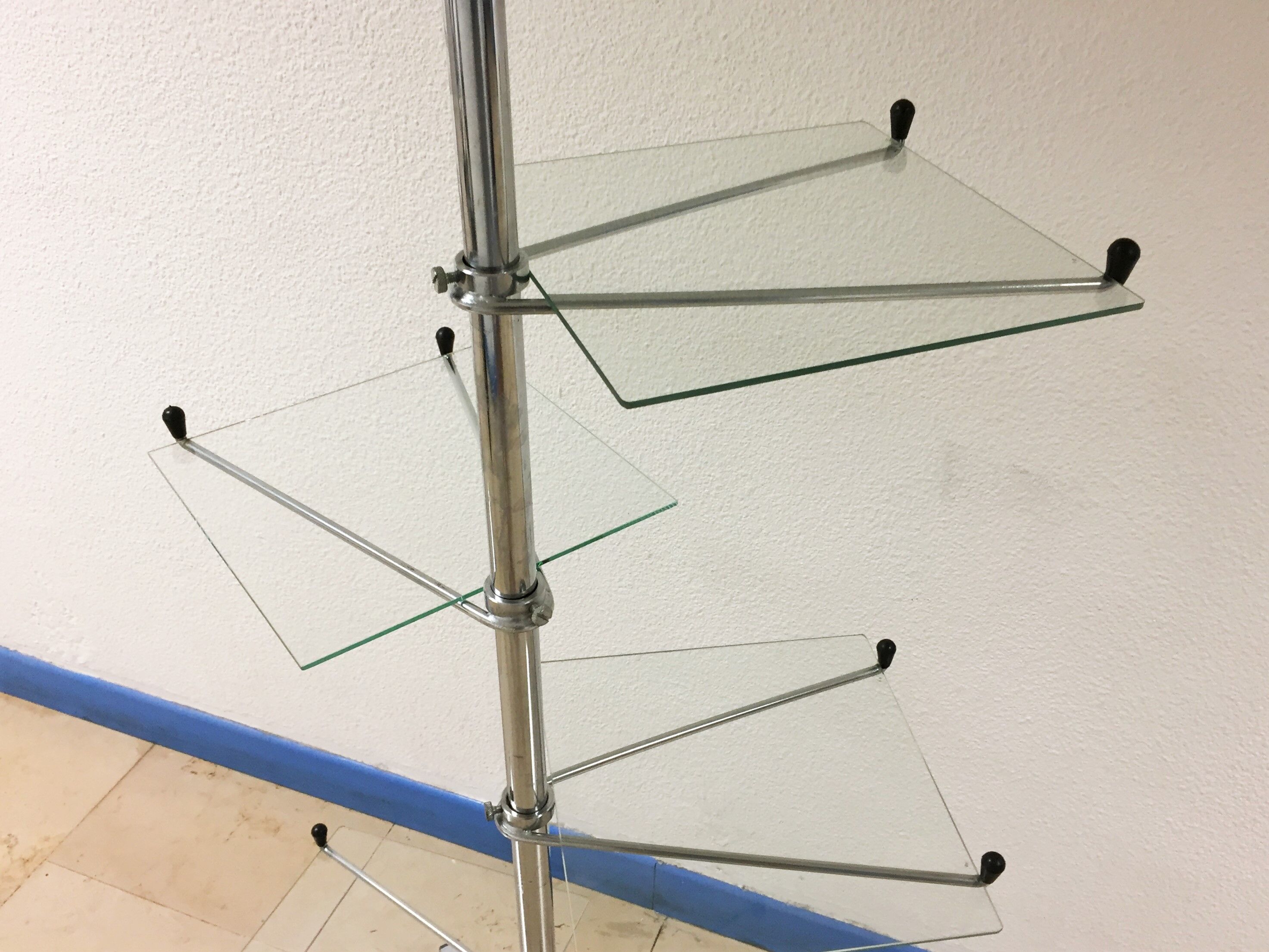 Vintage display shelf in glass and stainless steel