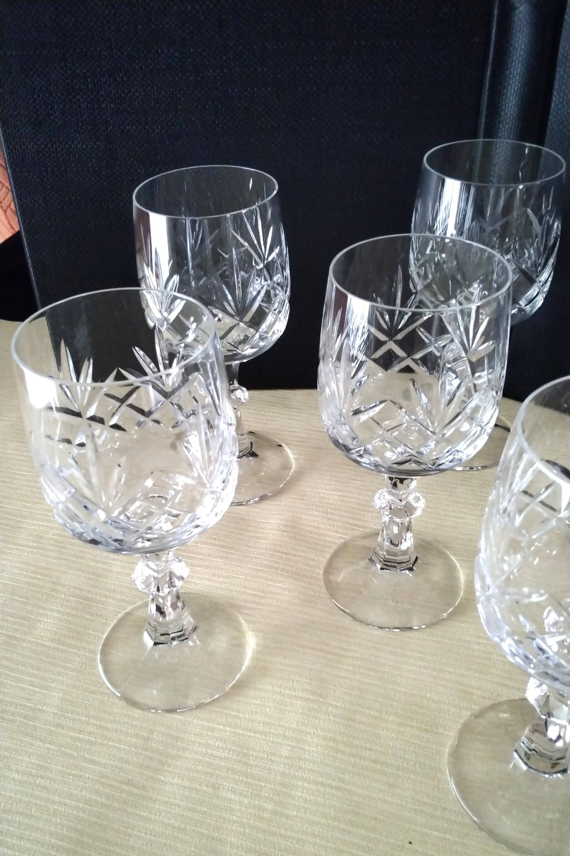 6 water glasses or large cut crystal wine glasses