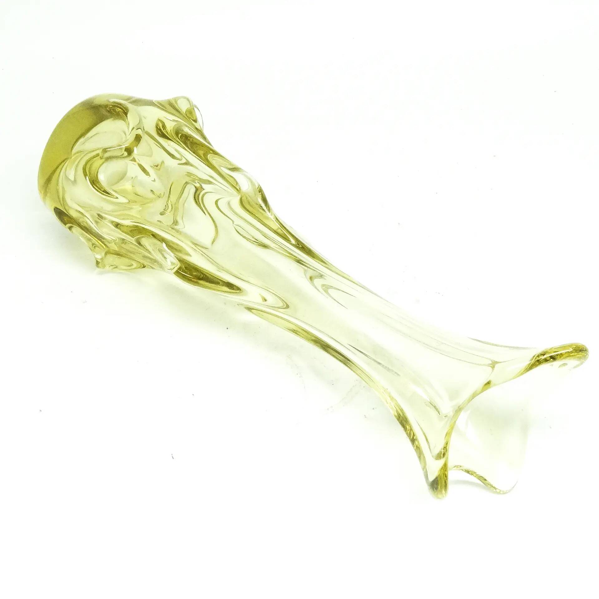 Vase postmoderne, verre jaune, Pologne, années 1970