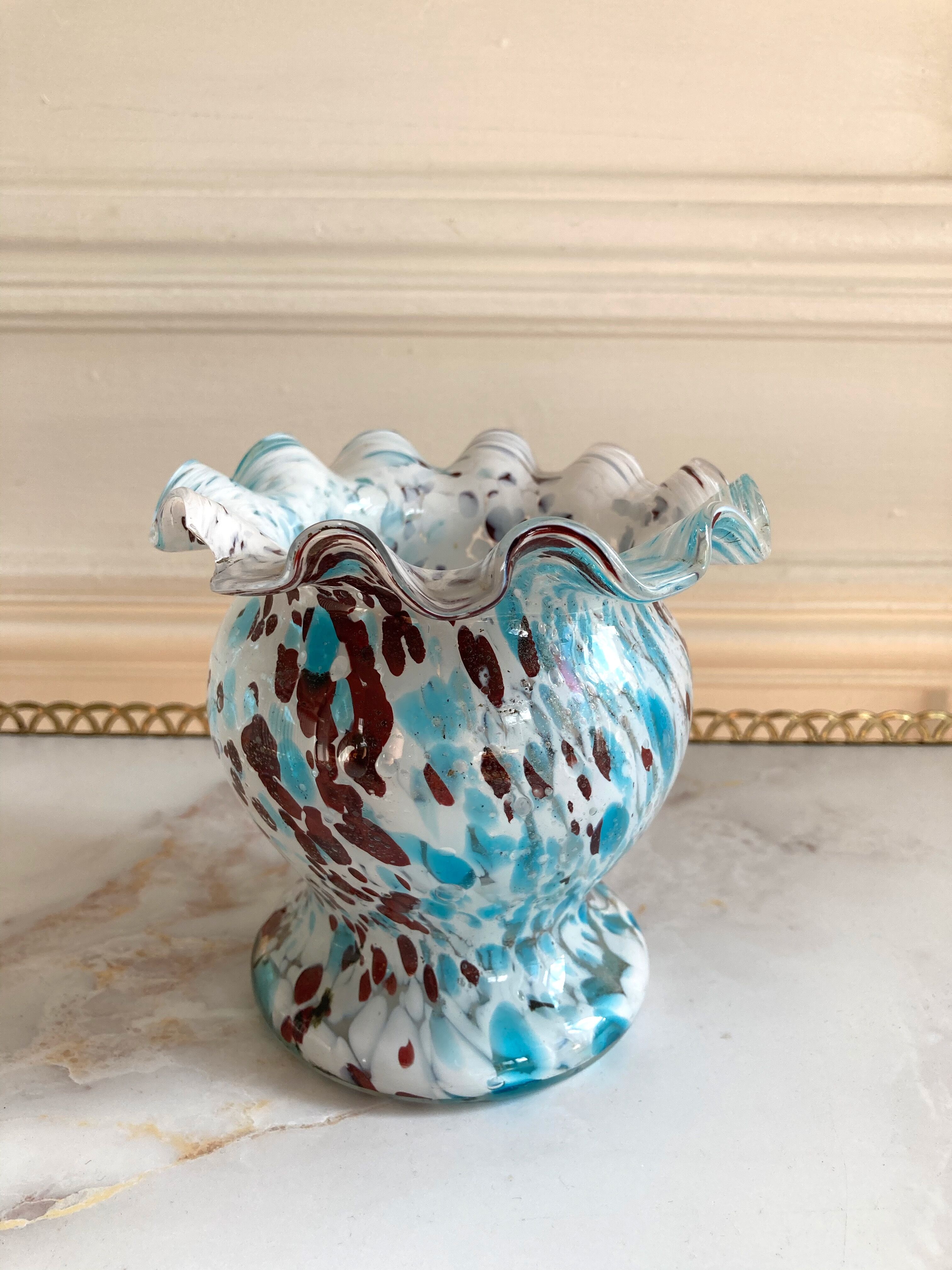 Vase verre moucheté verreries de Clichy Pantin