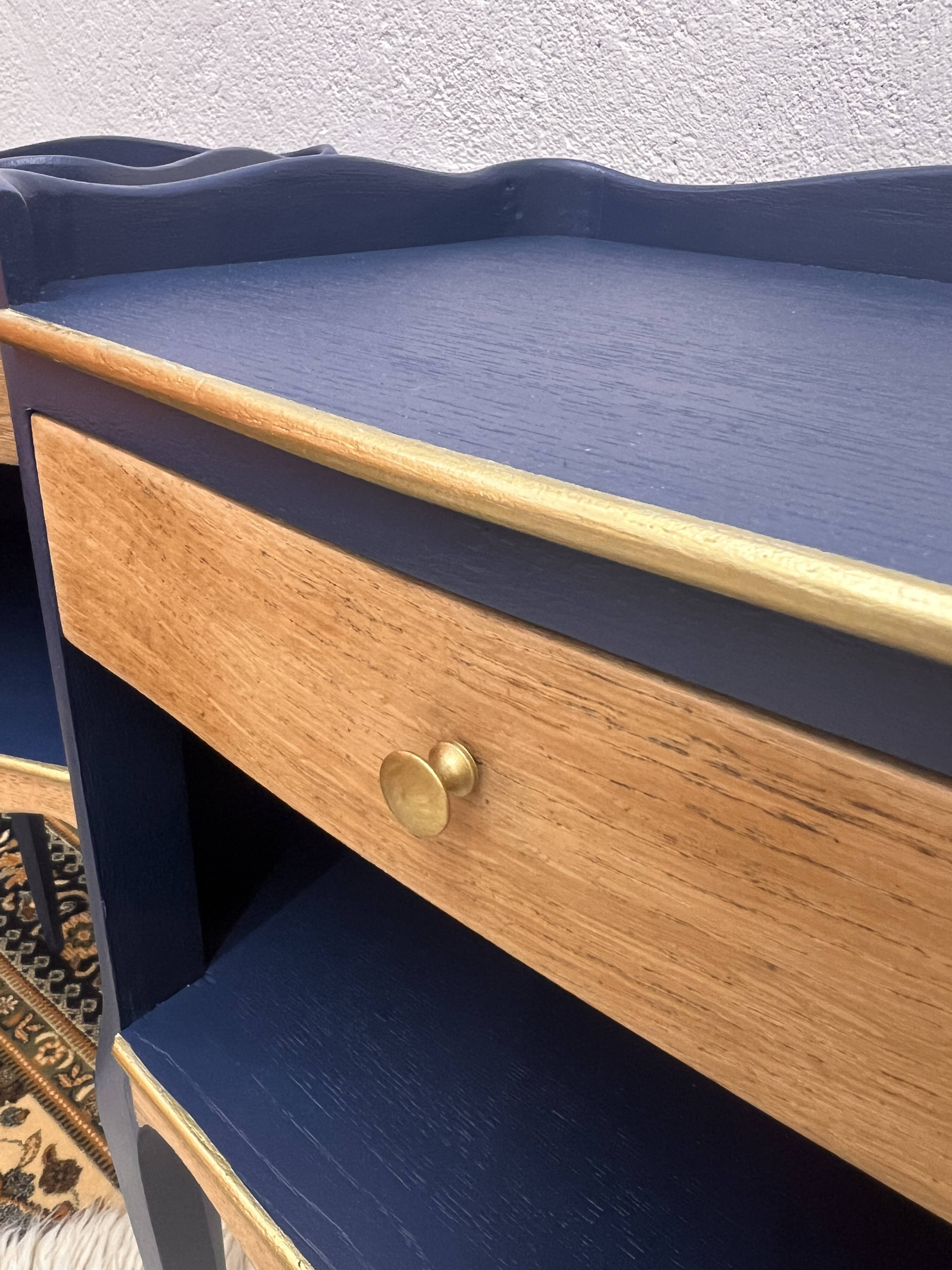 Pair of vintage oak bedside tables