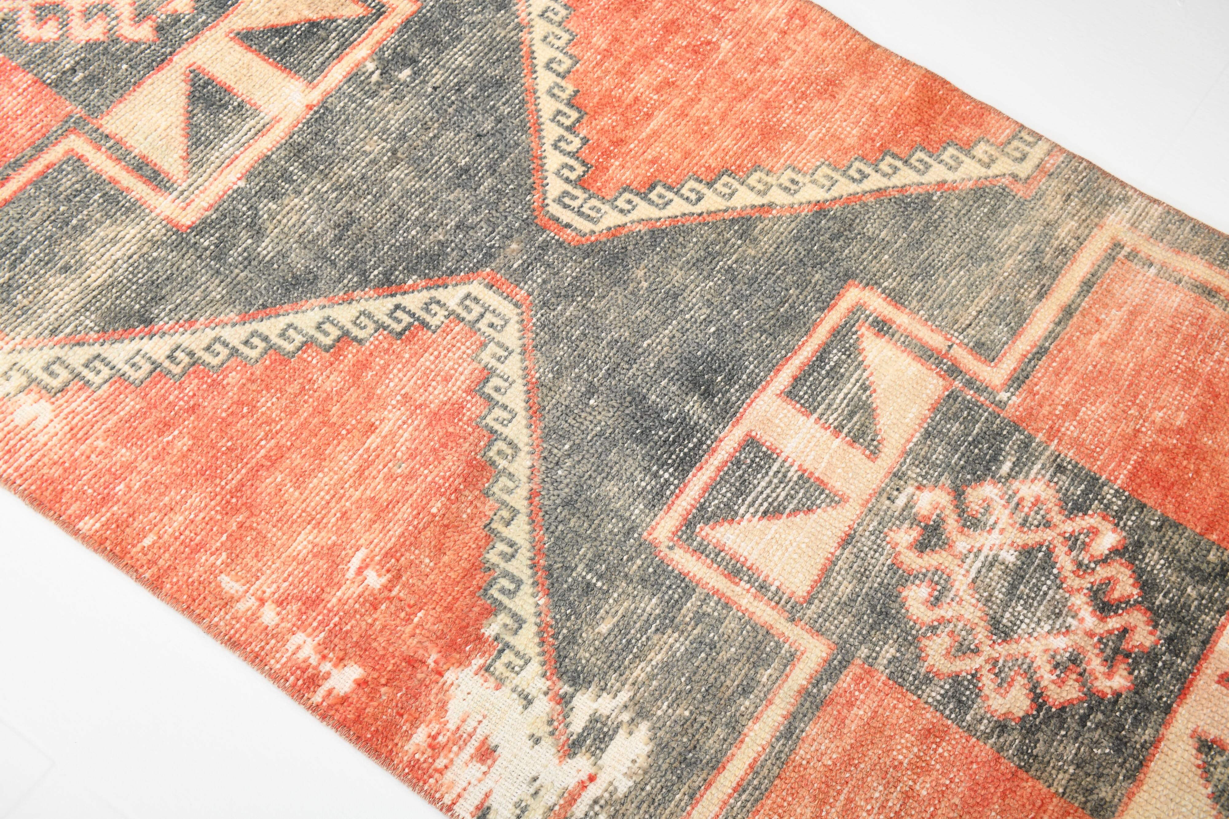 3x6 Handmade Turkish Red Vintage Rug, 81x185Cm