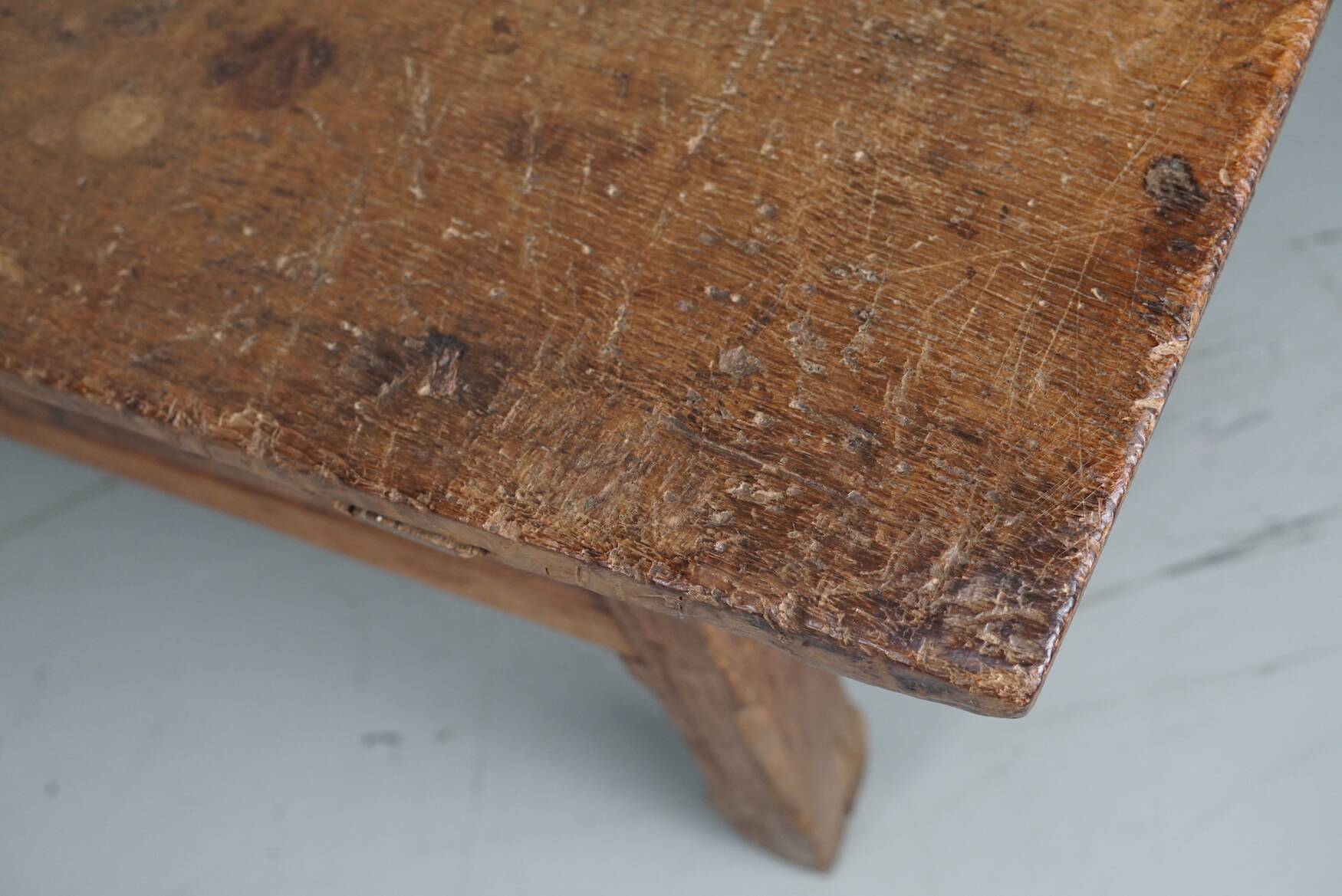 Antique Spanish Rustic Farmhouse Chestnut Side Table / Console, 18th Century