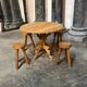 Round table in pitch pine and oak