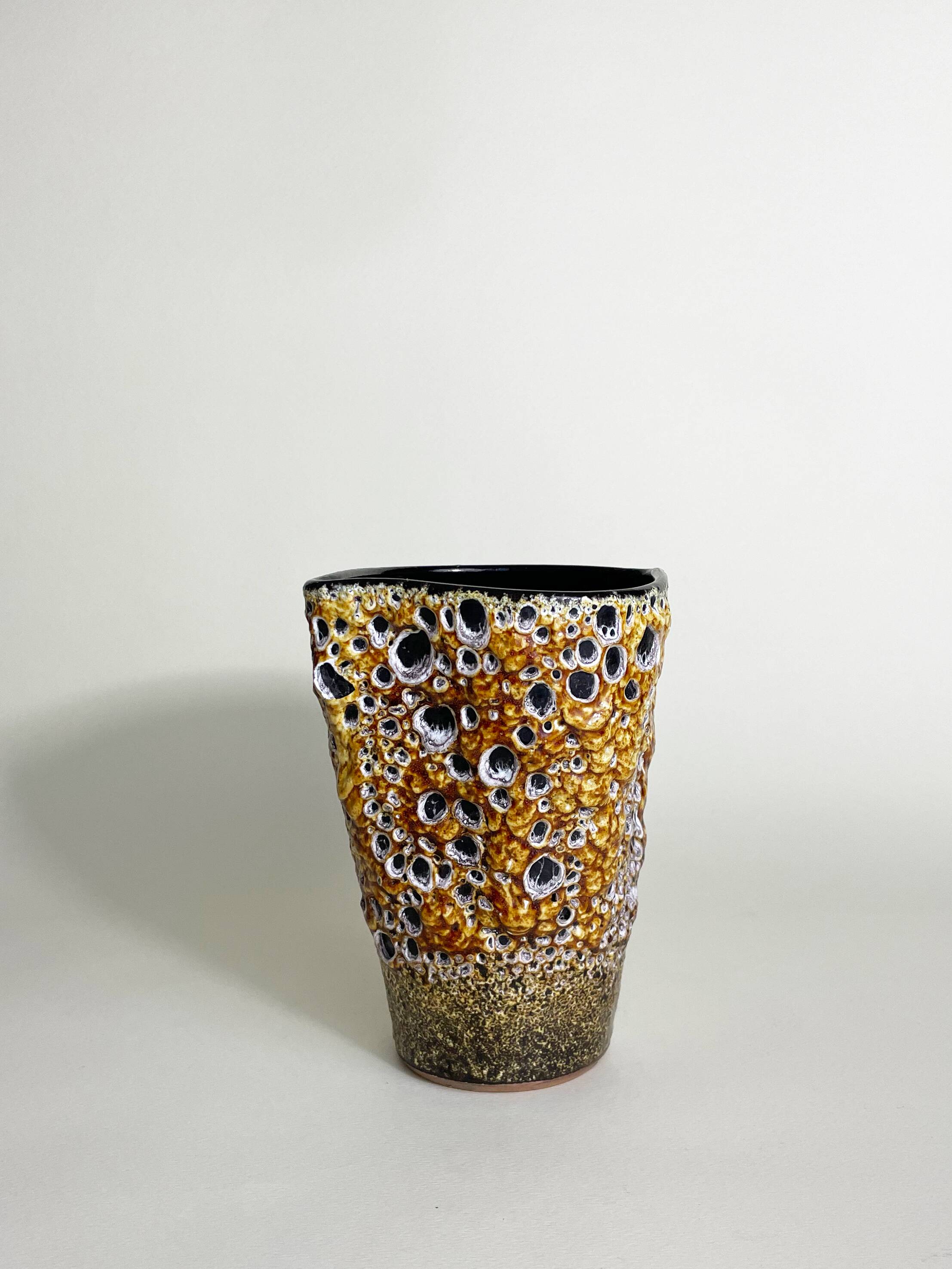 Honey Enamel Vase with Coral Effect