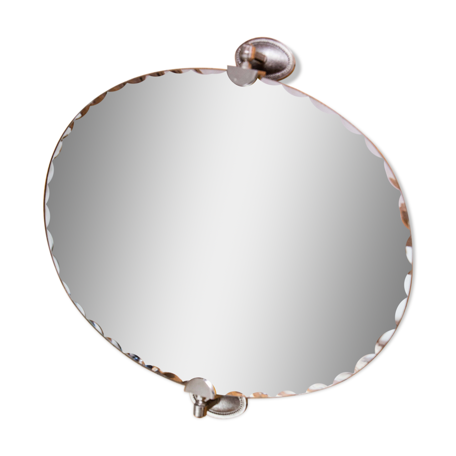 Beveled oval mirror