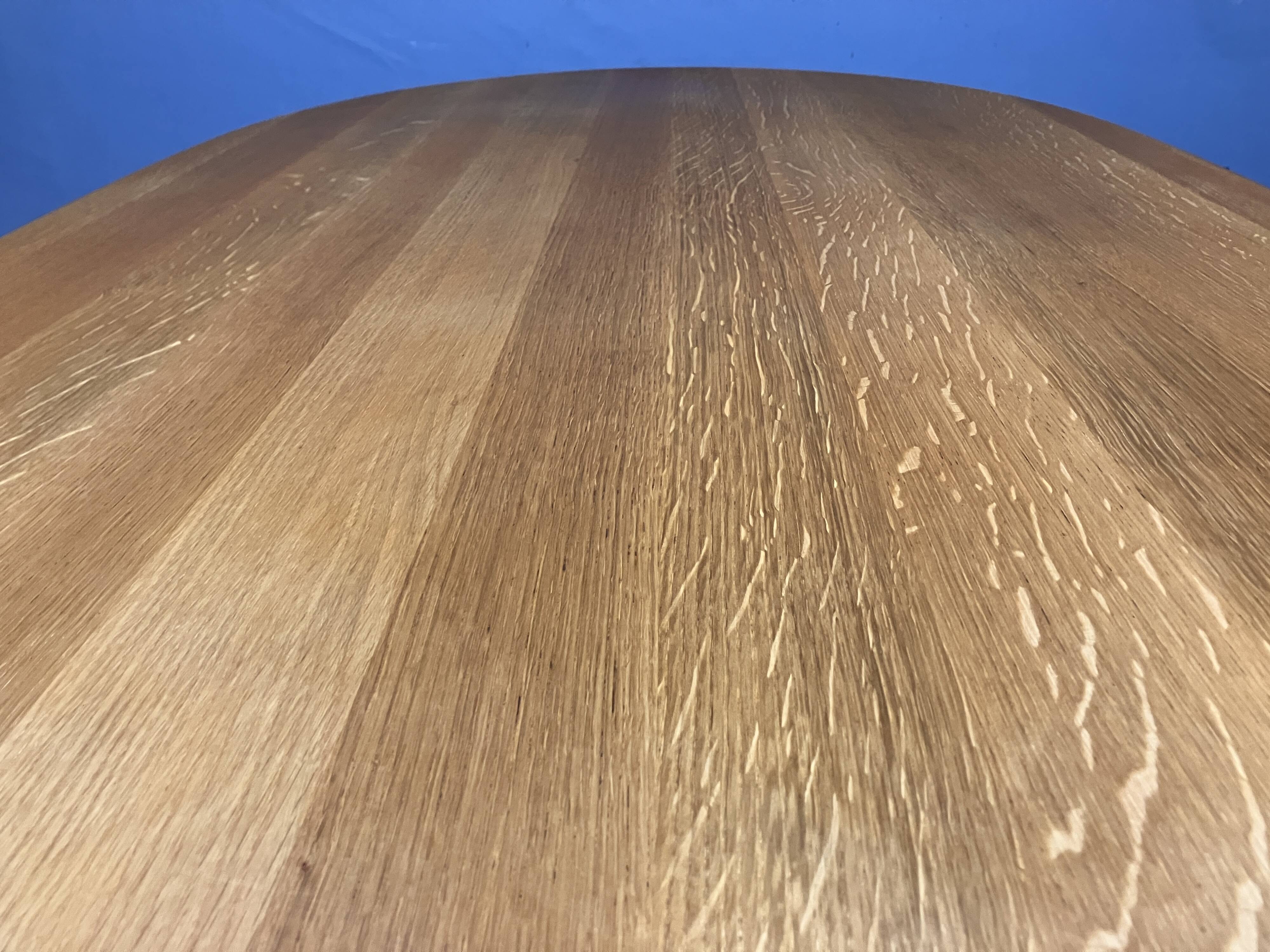 Vintage Dining Table Oval Chrome Solid Oak