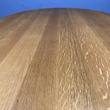 Vintage Dining Table Oval Chrome Solid Oak