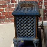 Cast iron and blue ceramic wood stove, from the Chauffette brand
