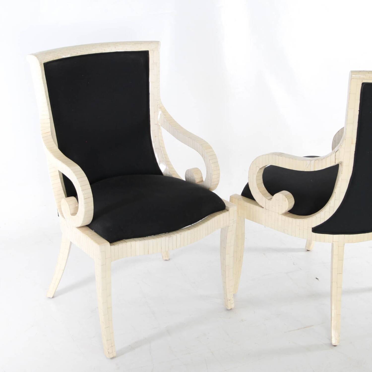 Pair of bone marquetry armchairs