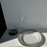 Set of 2 blue deep plates, Saint Amand earthenware, La Baule model, hand painted