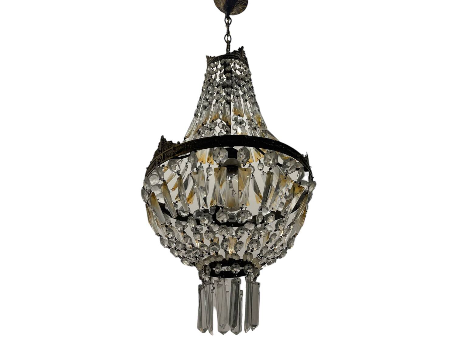 Italian Crystal Basket Chandelier 1960’s