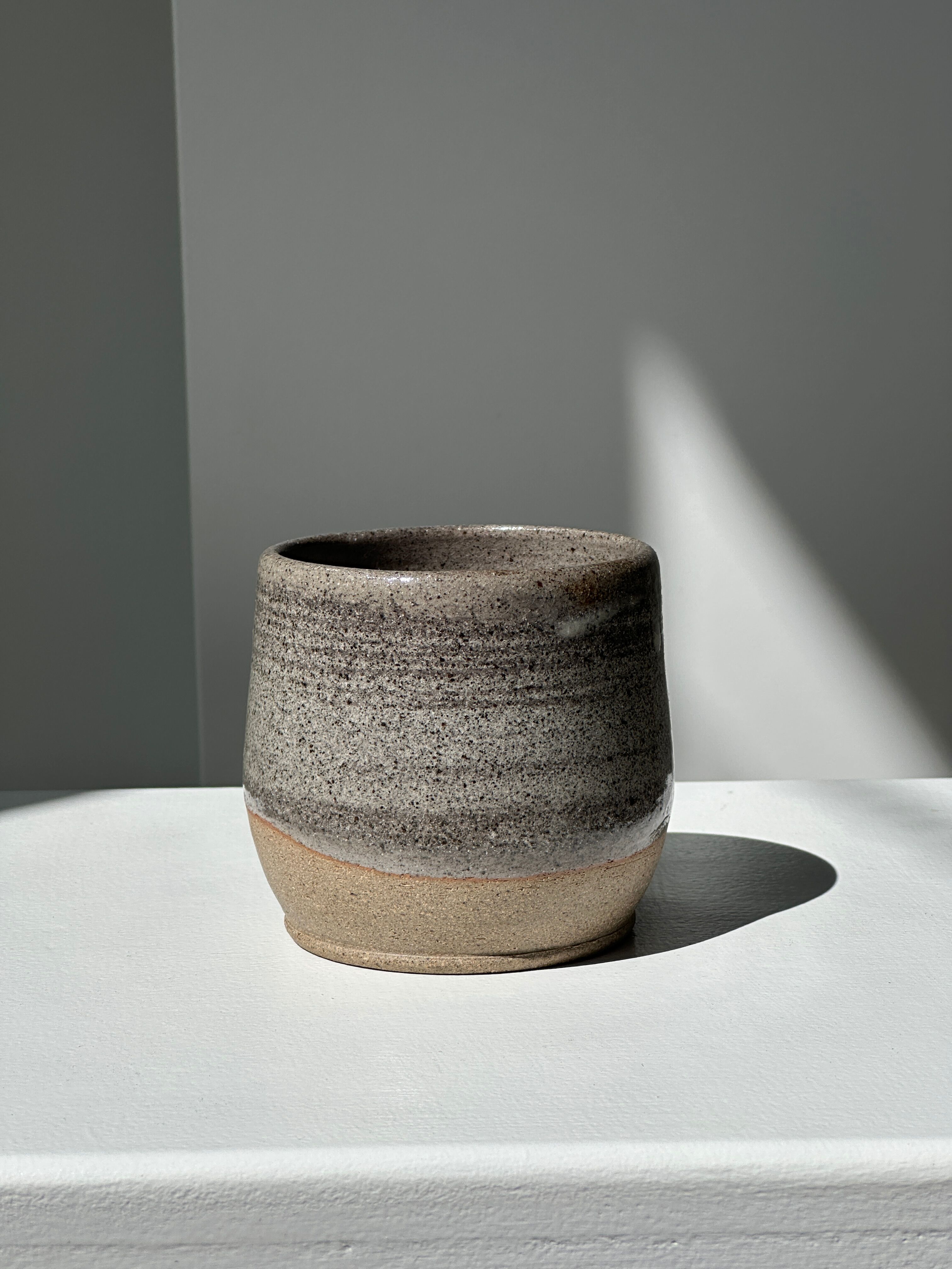 Large gray Indonesian ceramic mug