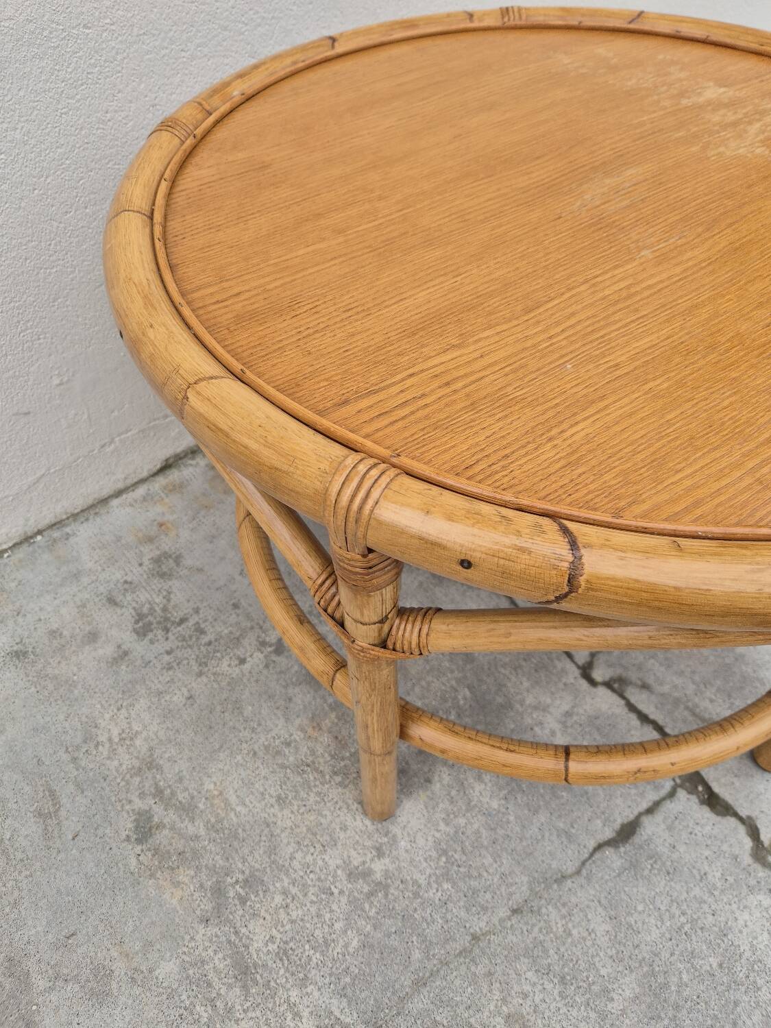 Vintage 1960s rattan coffee table