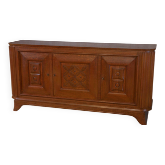 Buffet 3 portes en chêne massif pieds galbés 1950's