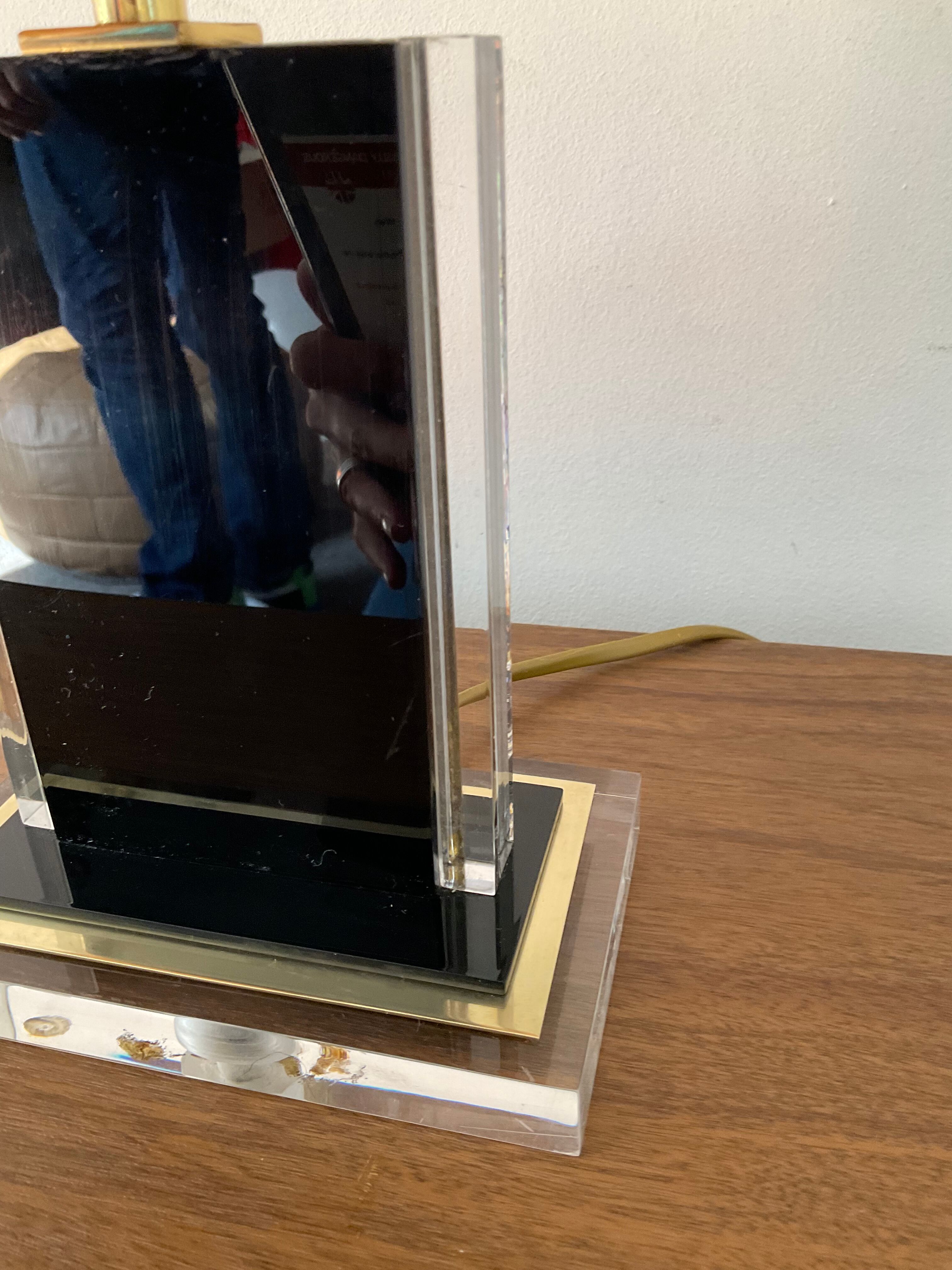 Belgo Chrom lamp in brass and lucite 70s
