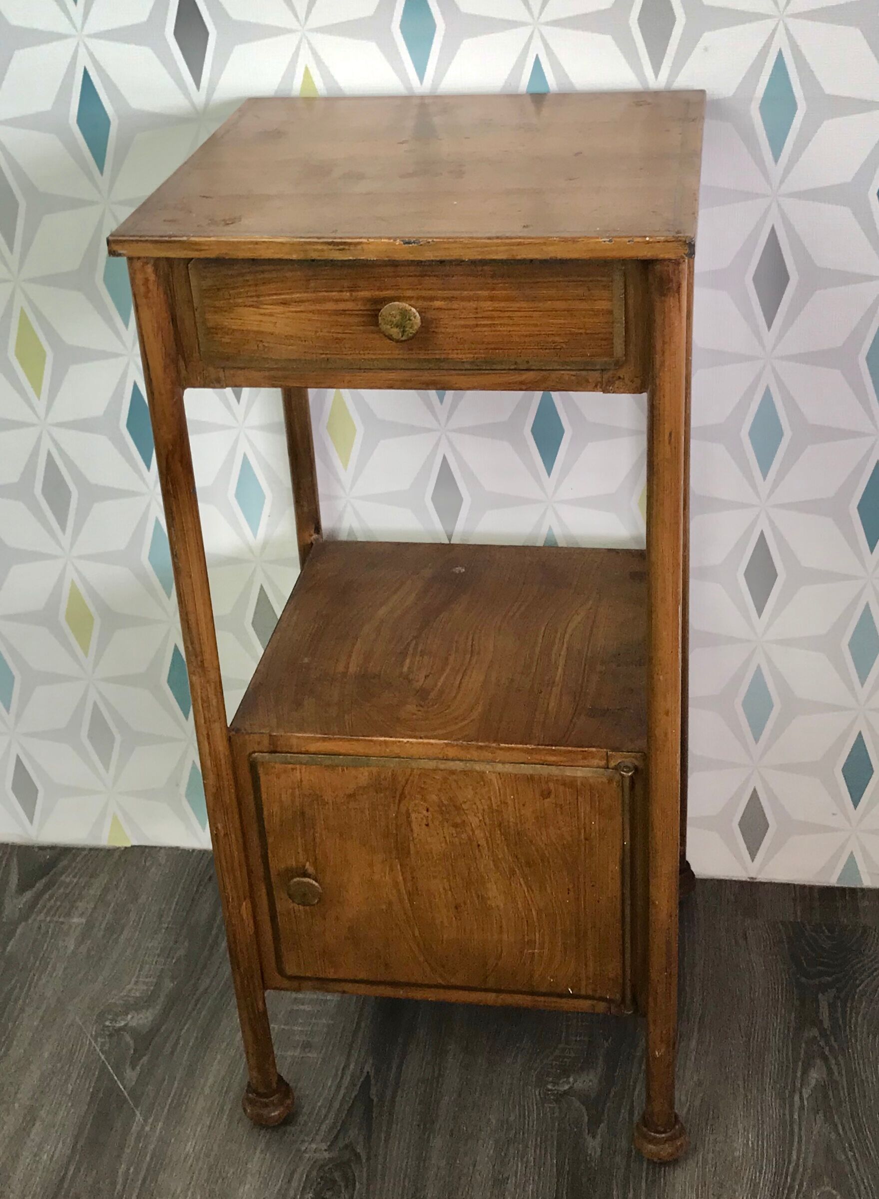 Painted metal bedside table