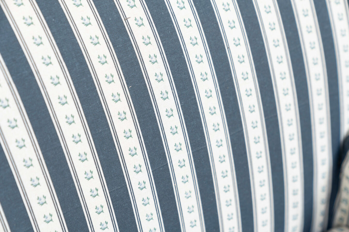 Armchair, striped fabric with flowers, 80s/90s