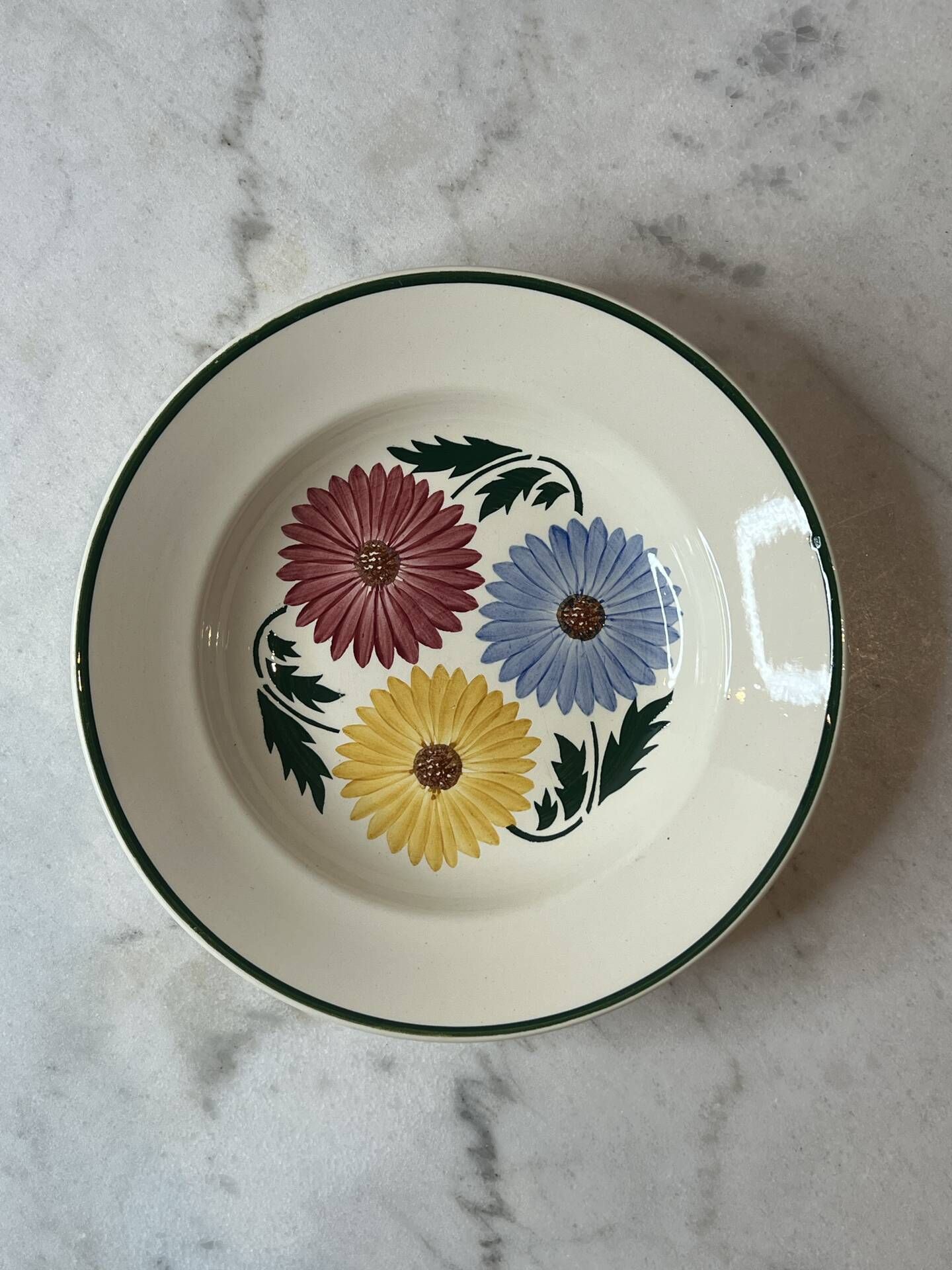 Shallow dish Chalons Digoin Sarreguemines floral painted decoration at the m