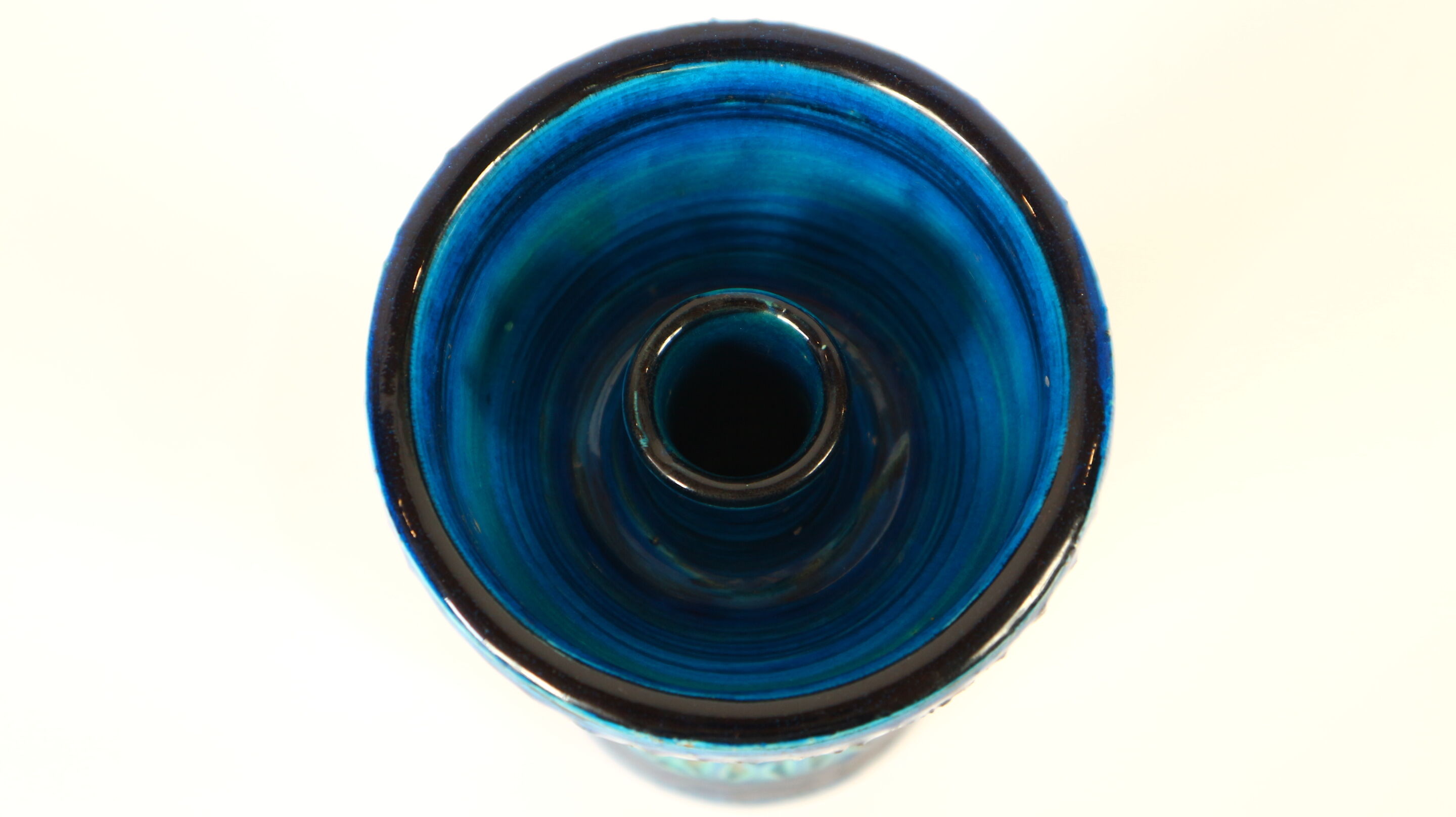 Blue vase candlestick Bitossi, aldo Londi design