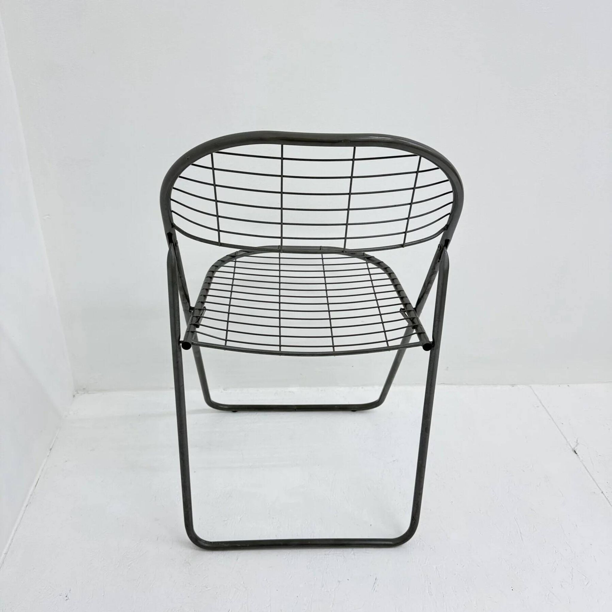 Niels Gammelgaard for Ikea grey wire metal folding chair, 1970s