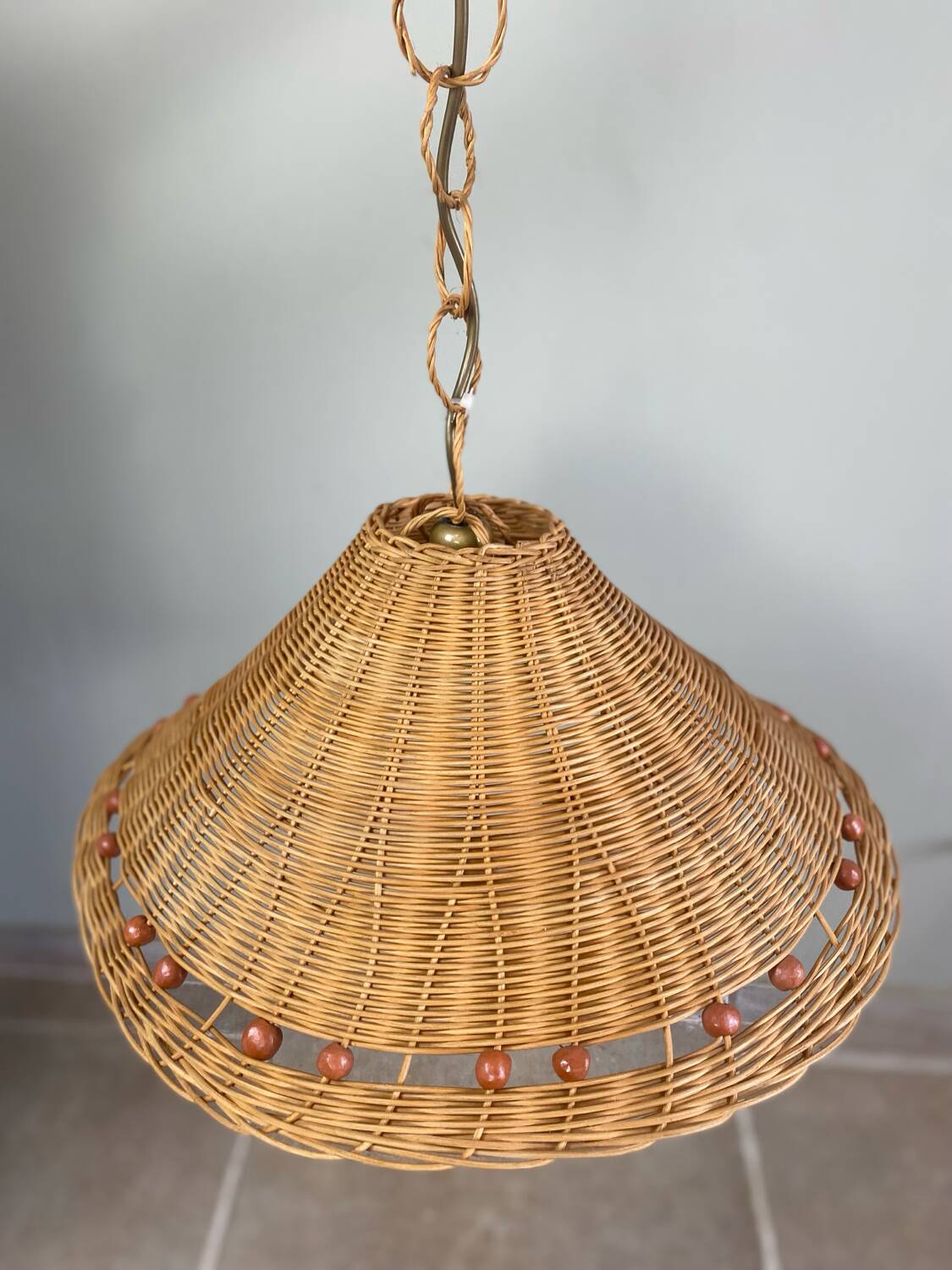 Vintage wicker pendant light