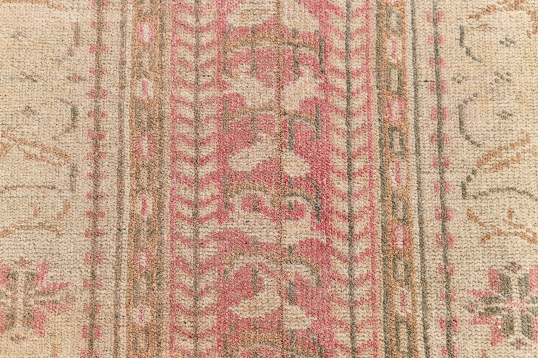 2x7 shades of red & beige vintage runner rug, 77x222cm