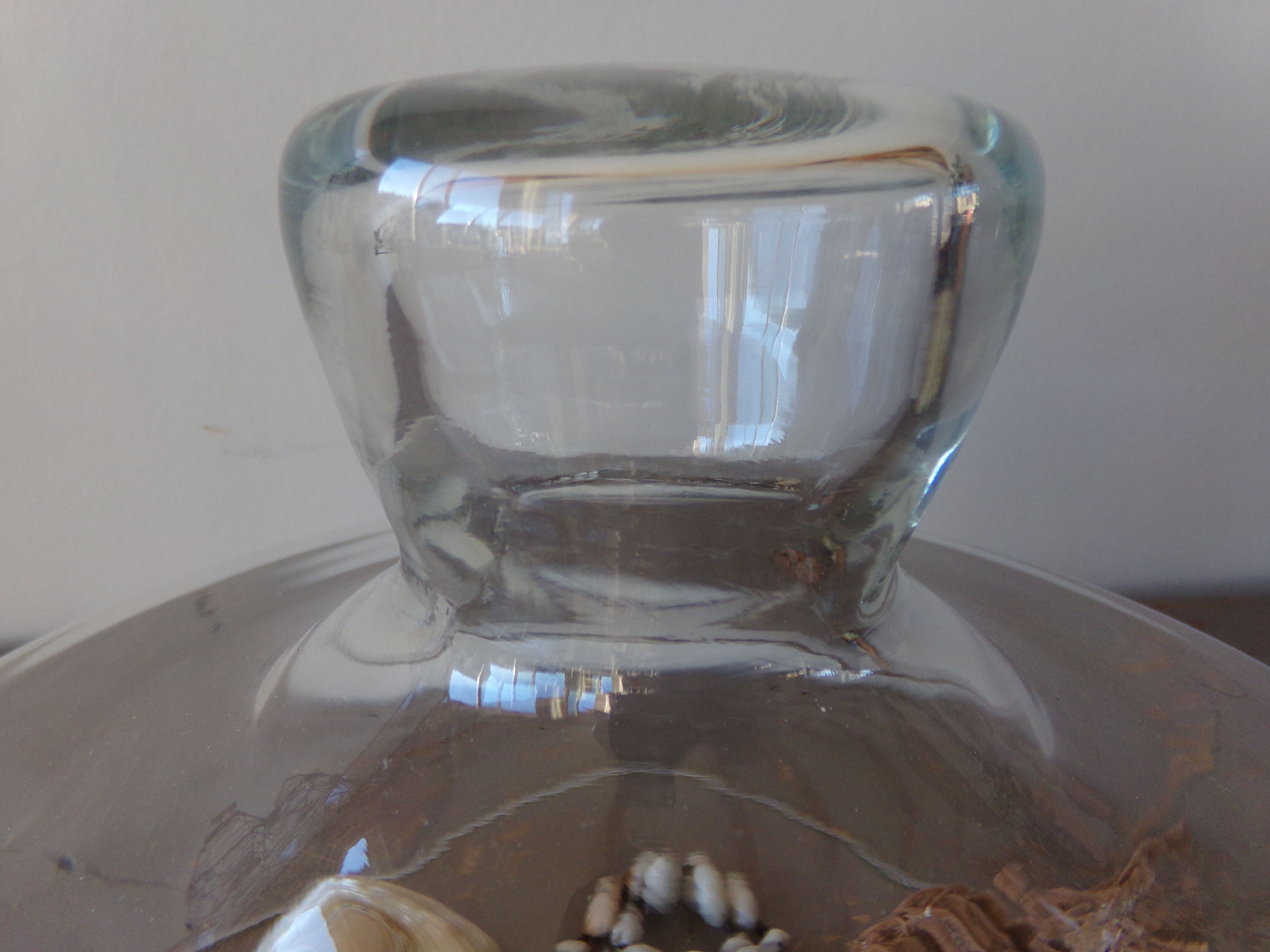 Large old thick glass bell