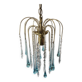Vintage cascade chandelier Sampa Helios — blue and clear glass pendants