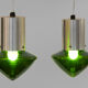 Pair of green glass pendant lights Sweden 1960s