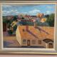 Large Original Swedish Oil on Panel – "Urban Landscape" by Wilhelm Matton – Signed – Dated 1947 – Framed – 83 × 73 cm (32.7 in × 28.7 in)