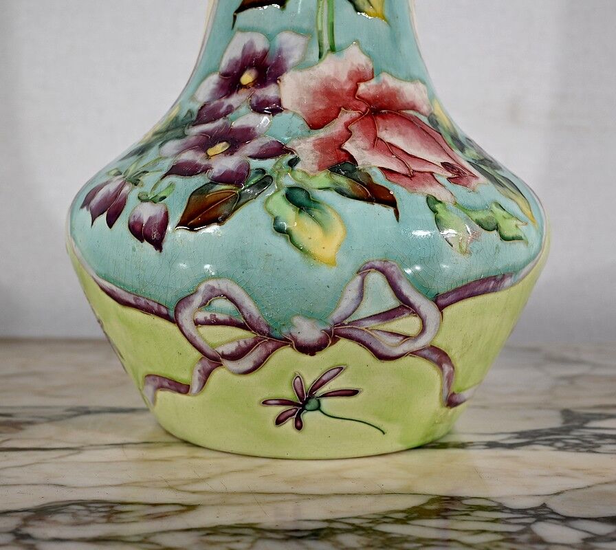 Important earthenware vase by Longchamp, Art Nouveau - 1900
