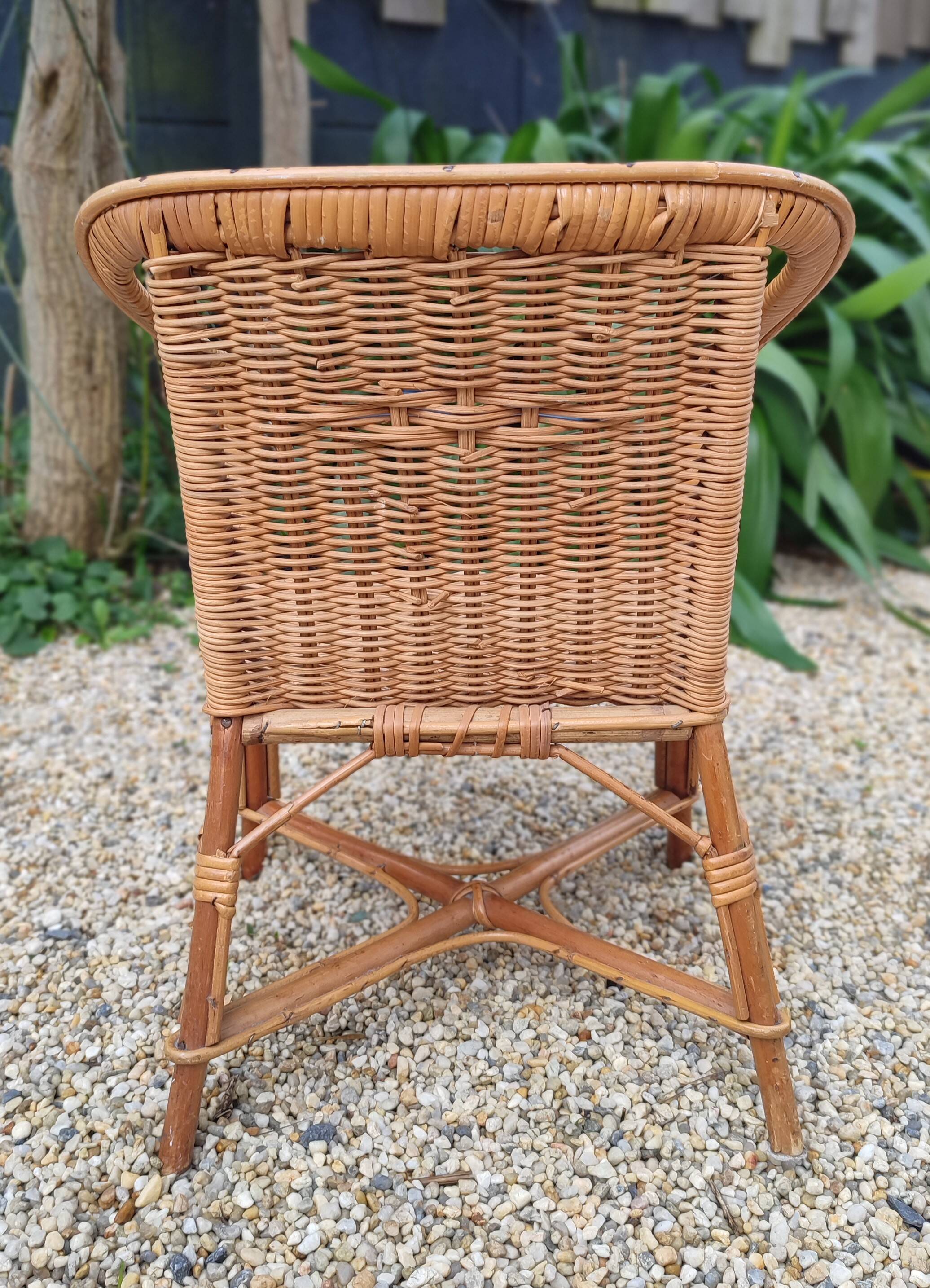 Small vintage rattan armchair/chair for children