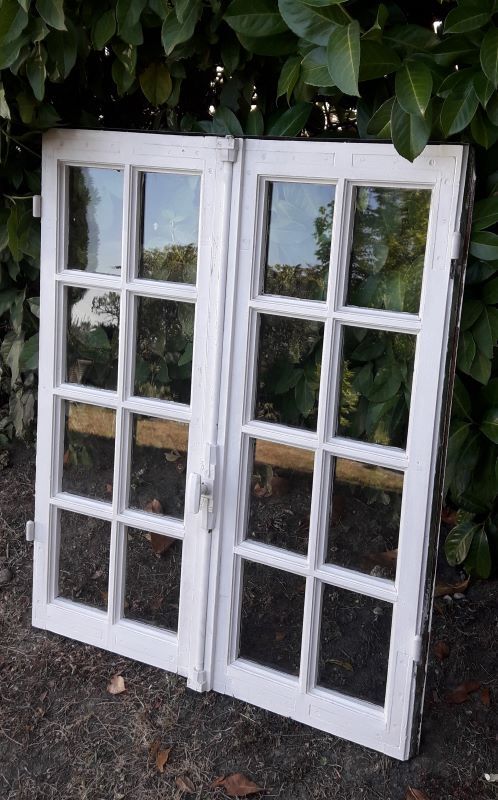 Old oak window H96.9xL81cm small panes