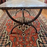 Table basse en pierre de lavé et fer forgé