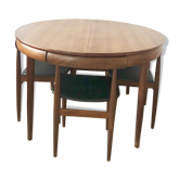 Ensemble table et chaise Hans Olsen scandinave teck 1950