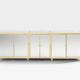 Brass sideboard with mirror and plexiglass legs by Michel Pigneres, 1970