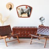 Pair of Teak & Leather heaters - model "Los Angeles" - Olivier de Schrijver