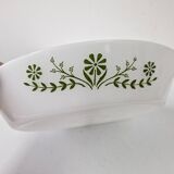 Glasbake usa hollow oven dish compartmented 2 parts vintage daisy green