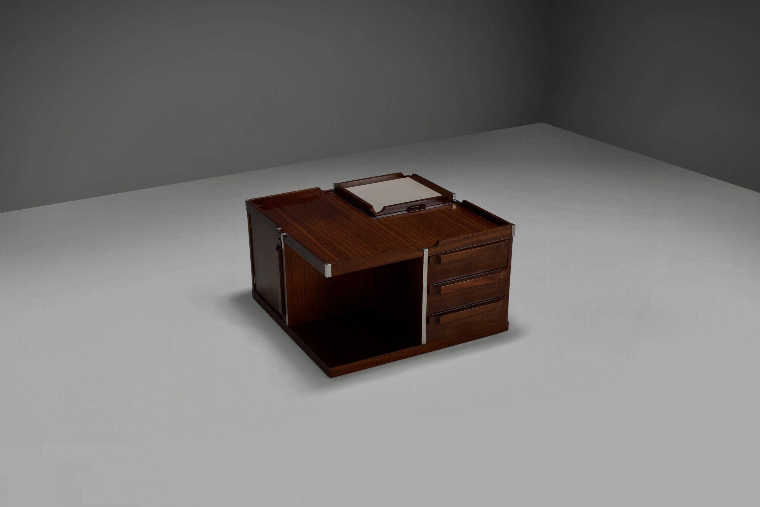 Modular wood and metal bar table by Luigi Sormani for FIARM, Italy 1960s