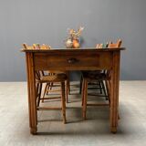 Large oak farmhouse table from France, early 1900s