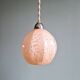 Art Deco pendant/lamp in pink speckled glass (2 available)