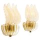 Pair of Murano glass wall sconces with gold accents Mid-century modern in Italy