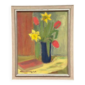 Original Swedish Oil On Panel – “Spring Bouquet” By K Lundquist – Vintage & Framed
