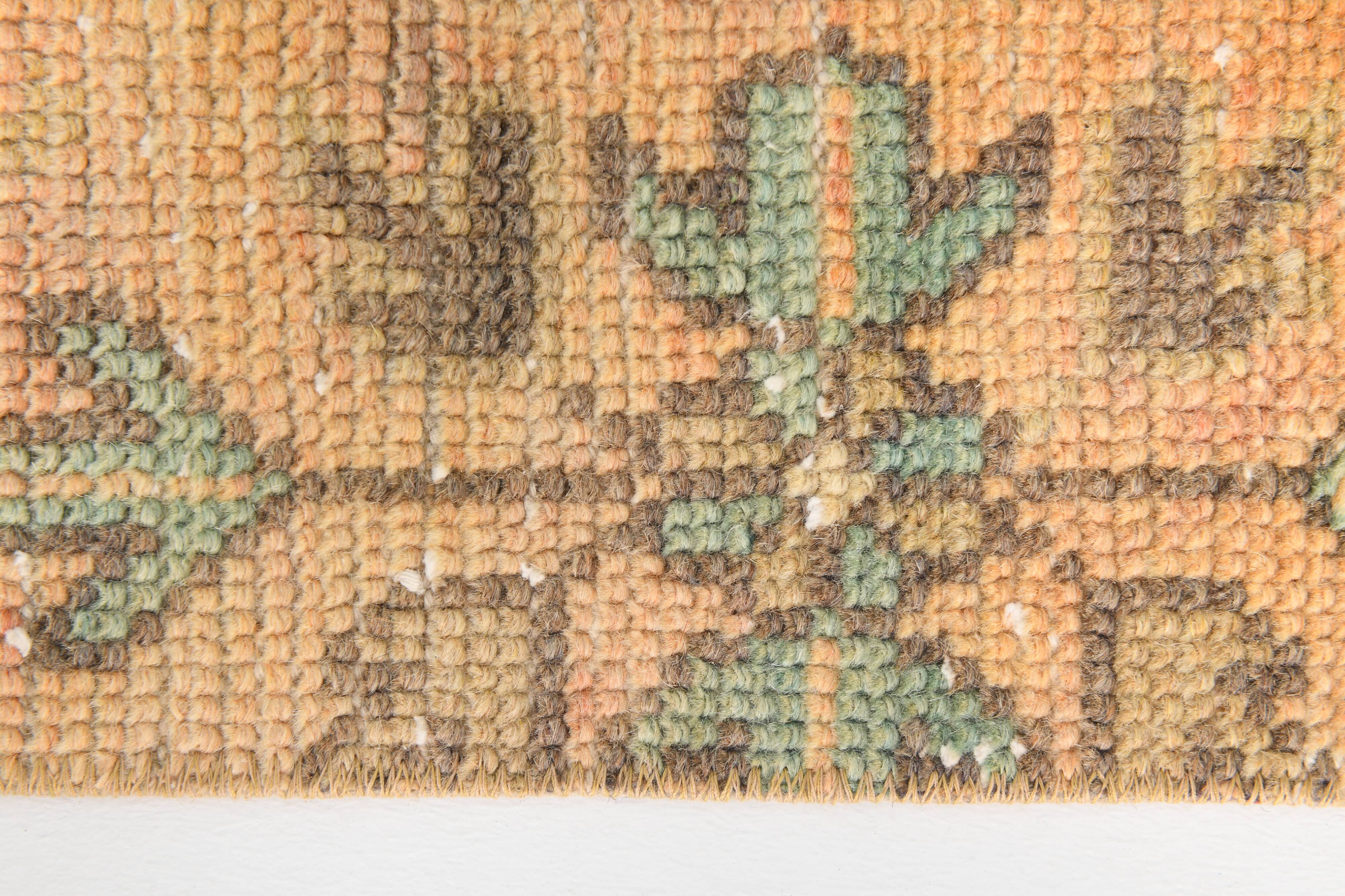 2x5 Turkish Vintage Runner Rug: Light Orange Peach Handmade Carpet 75x170Cm