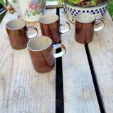 Vintage iridescent stoneware coffee mug.