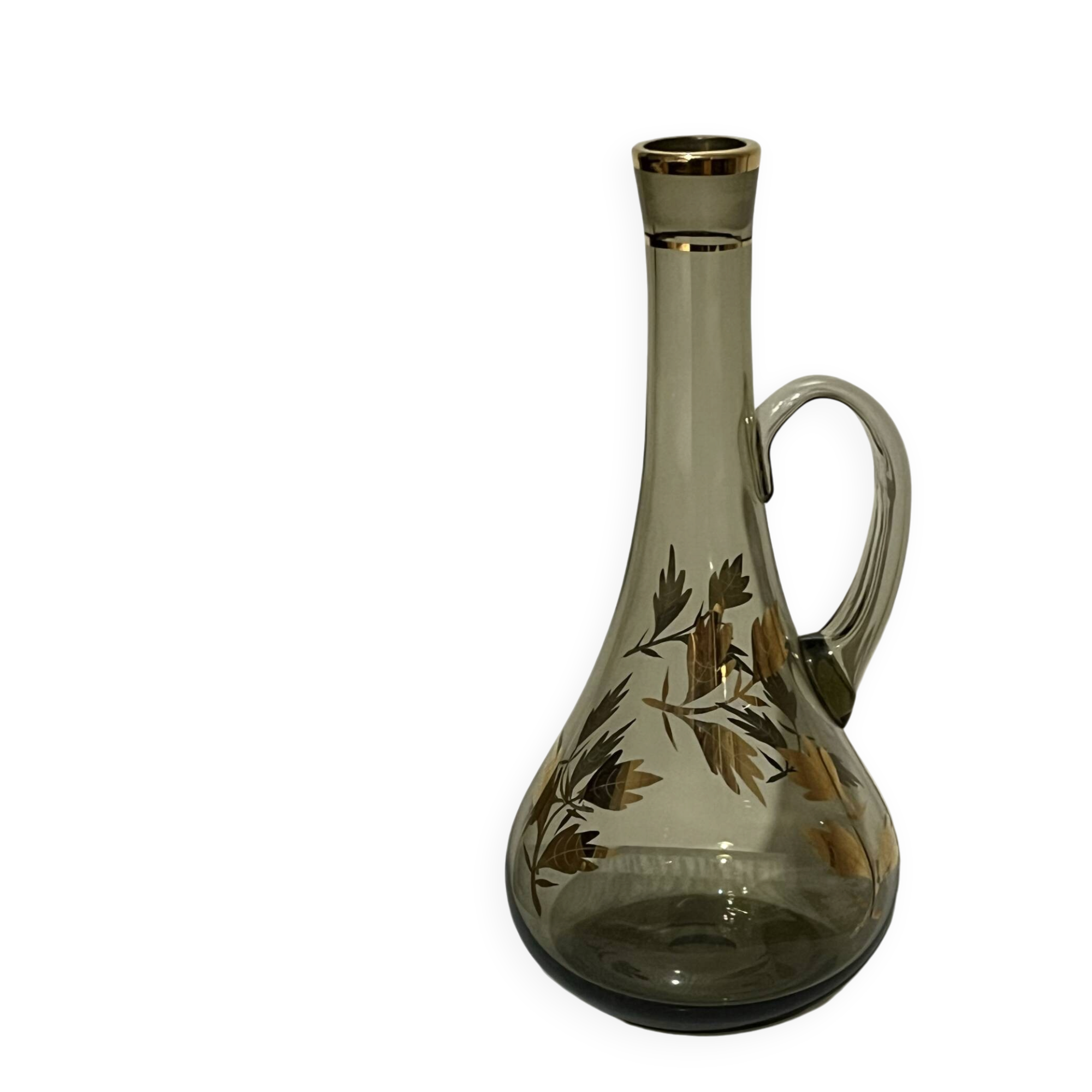 Vintage smoked glass jug / carafe with gilding – Vianne glassware