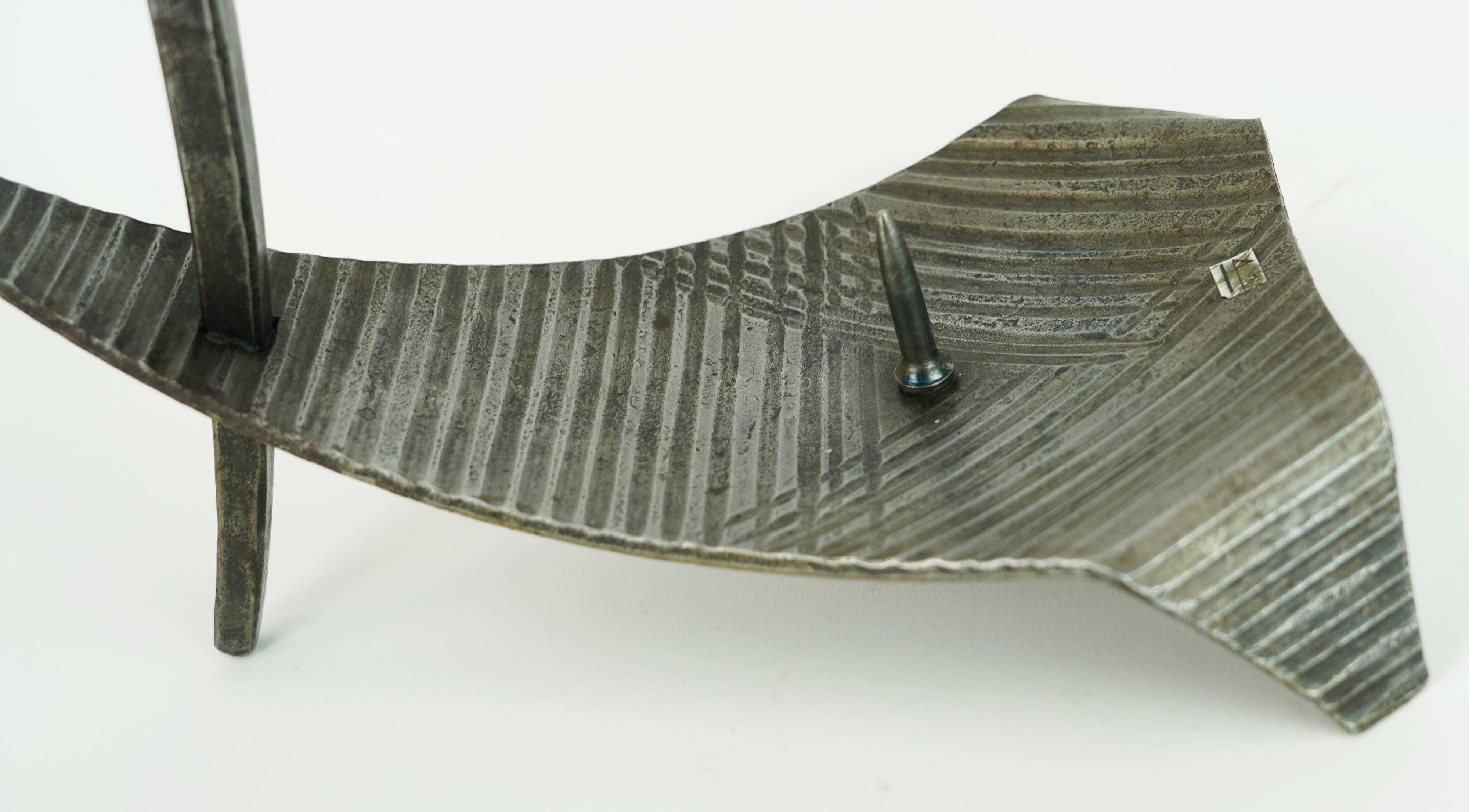 sculptural mid century modern brutalist iron CANDLE HOLDER 1960s 1970s