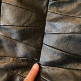 Patchwork leather pouf in de Sede style