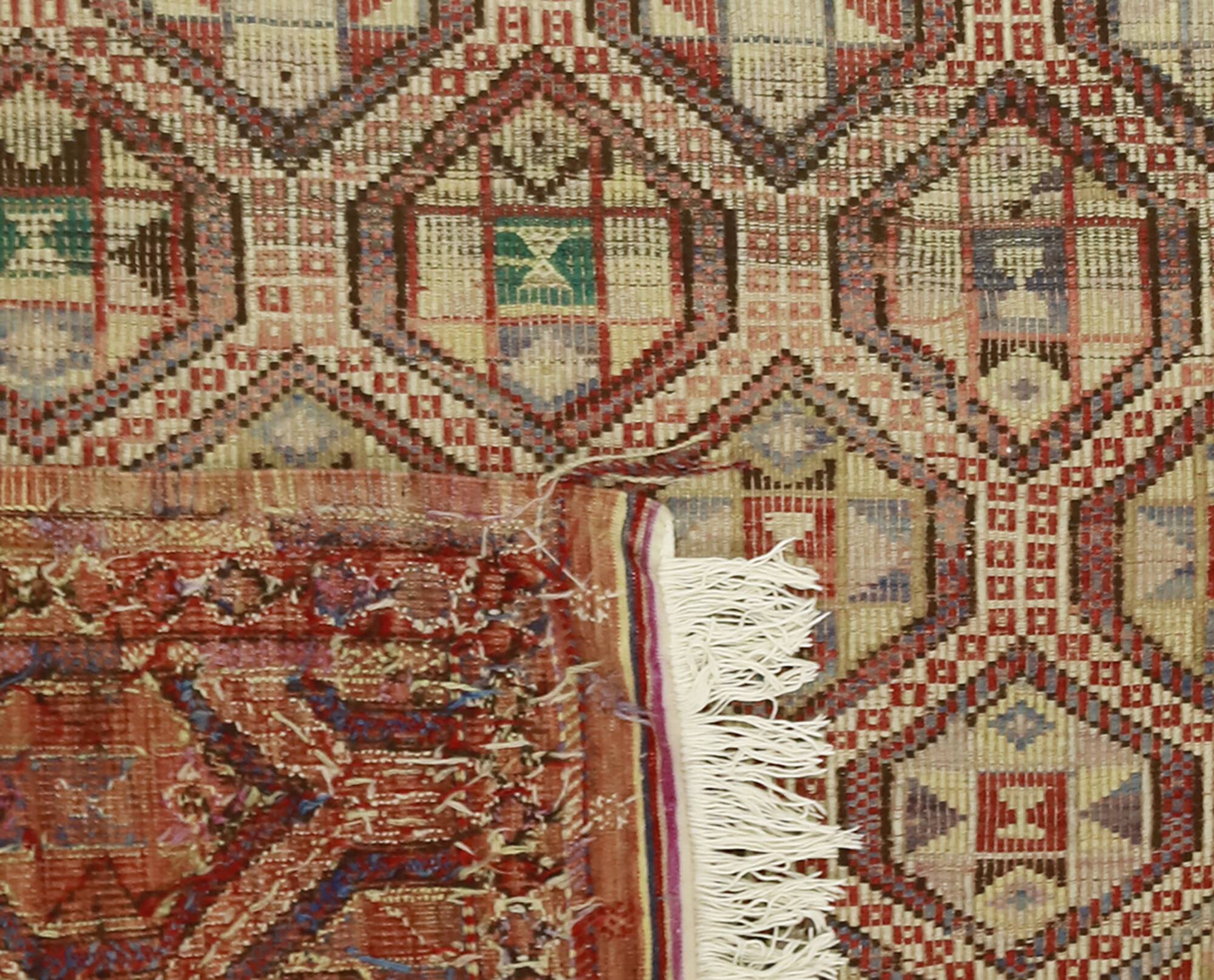 Grand Kilim Oushak Vintage Geometric Red Beige 300 x 160 cm